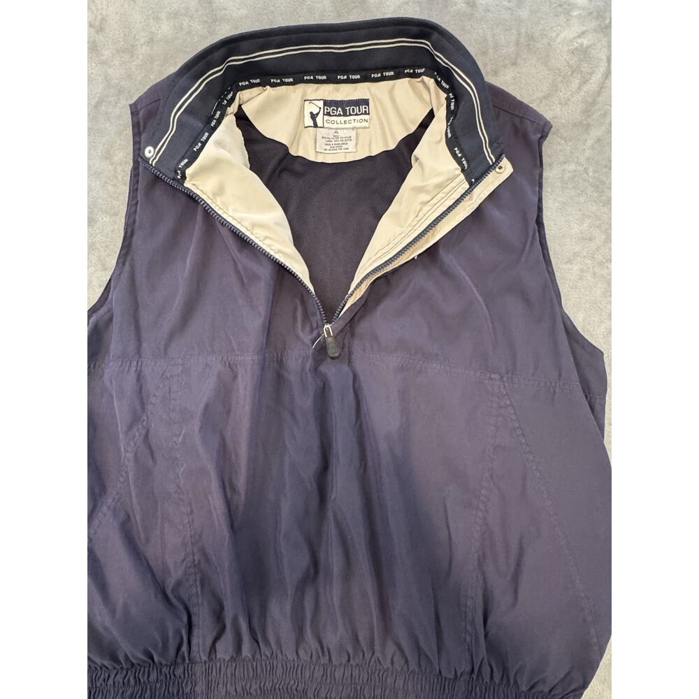 PGA Tour Collection Men's XL Navy Blue Sleeveless Poly/Nylon Vest Golf 1/4 Zip